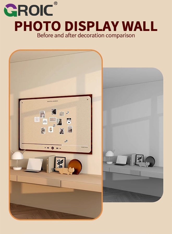GROIC Photo Wall Felt Board, 40×60CM, Decorative Picture Framed, Board Felt Wall Organizer, Foldable Felt Notice Board Photo Display Board for Office Home School Wall, Self-Adhesive Photo Display Board - Image 4